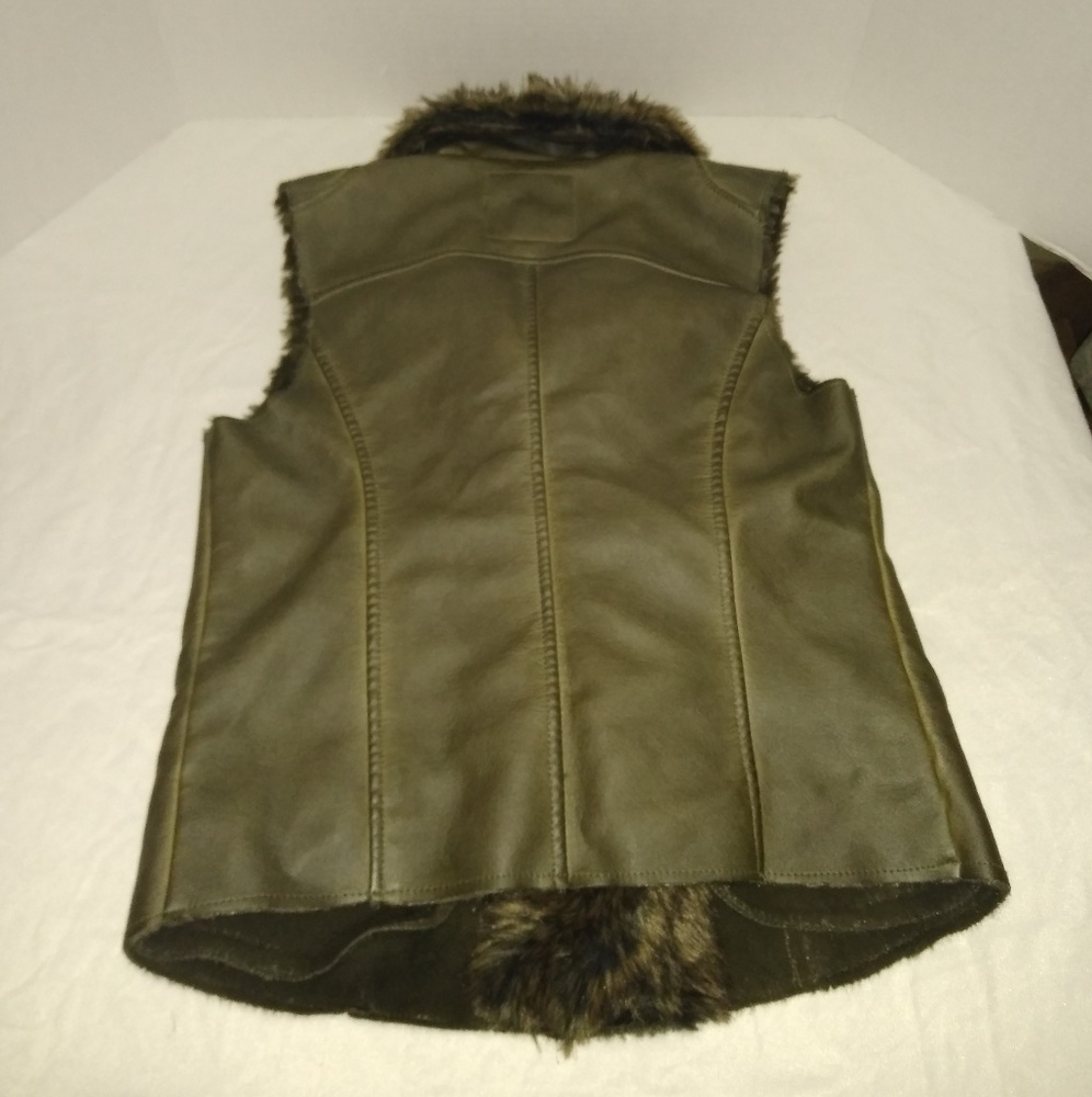 Maurice's Army Green Faux Leather Moto Vest - Picture 7 of 7